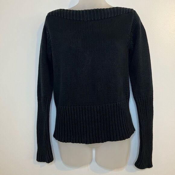 GAP Black Chunky Knit Wide Neck Sweater Size Small - Picture 1 of 6